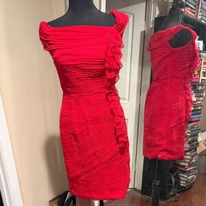 Tadashi Shoji Elegant Red Ruffled Dress Sz.4 ❣️